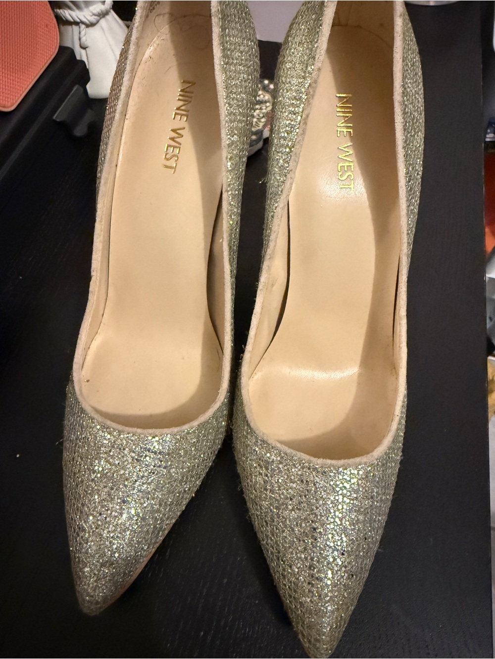 Nine West Sparkling Gold Pointed Toe Pumps